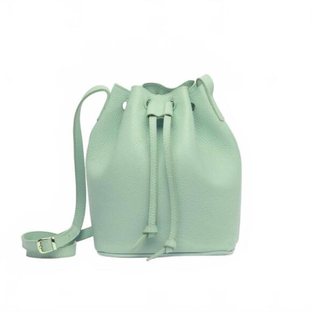 Mint Green Leather Crossbody Bucket Bag by MESCH NWOT